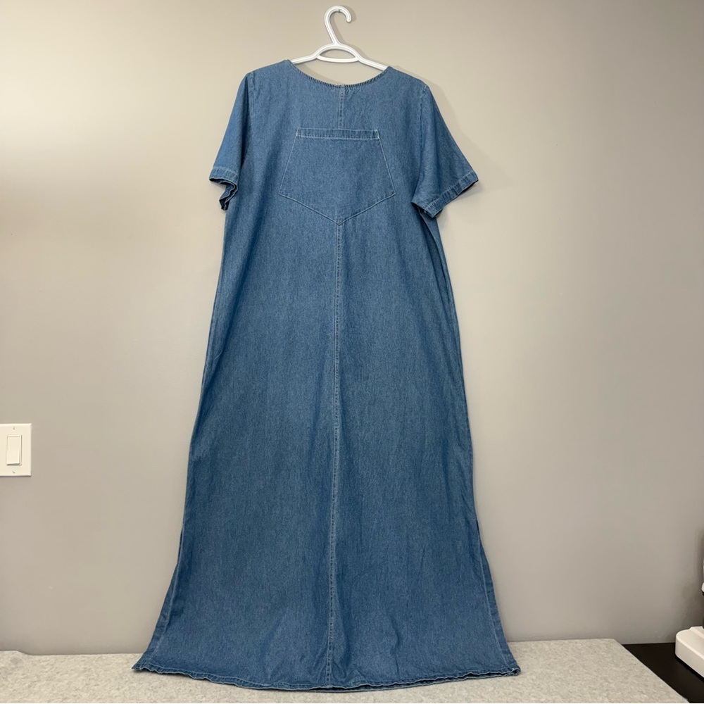 Vintage  CACTUS CALIFORNIA Cottagecore Embroidered Peasant Denim Dress size M - Picture 8 of 15